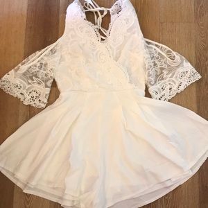 CLOSET CLOSING White Lace Romper NWOT